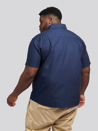 Mens Big & Tall Short Sleeve Oxford Shirt in Navy Blue