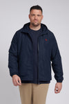 Mens Big & Tall Hooded Windbreaker in Dark Sapphire Navy / Haute Red DHM