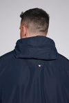 Mens Big & Tall Hooded Windbreaker in Dark Sapphire Navy / Haute Red DHM