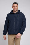 Mens Big & Tall Hooded Windbreaker in Dark Sapphire Navy / Haute Red DHM