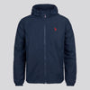 Mens Big & Tall Hooded Windbreaker in Dark Sapphire Navy / Haute Red DHM