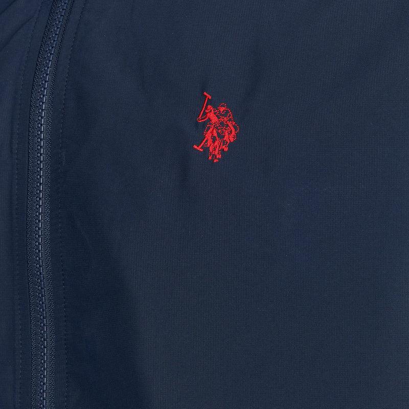 Mens Big & Tall Hooded Windbreaker in Dark Sapphire Navy / Haute Red DHM