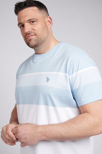 Mens Big & Tall Block Stripe T-Shirt in Cashmere Blue