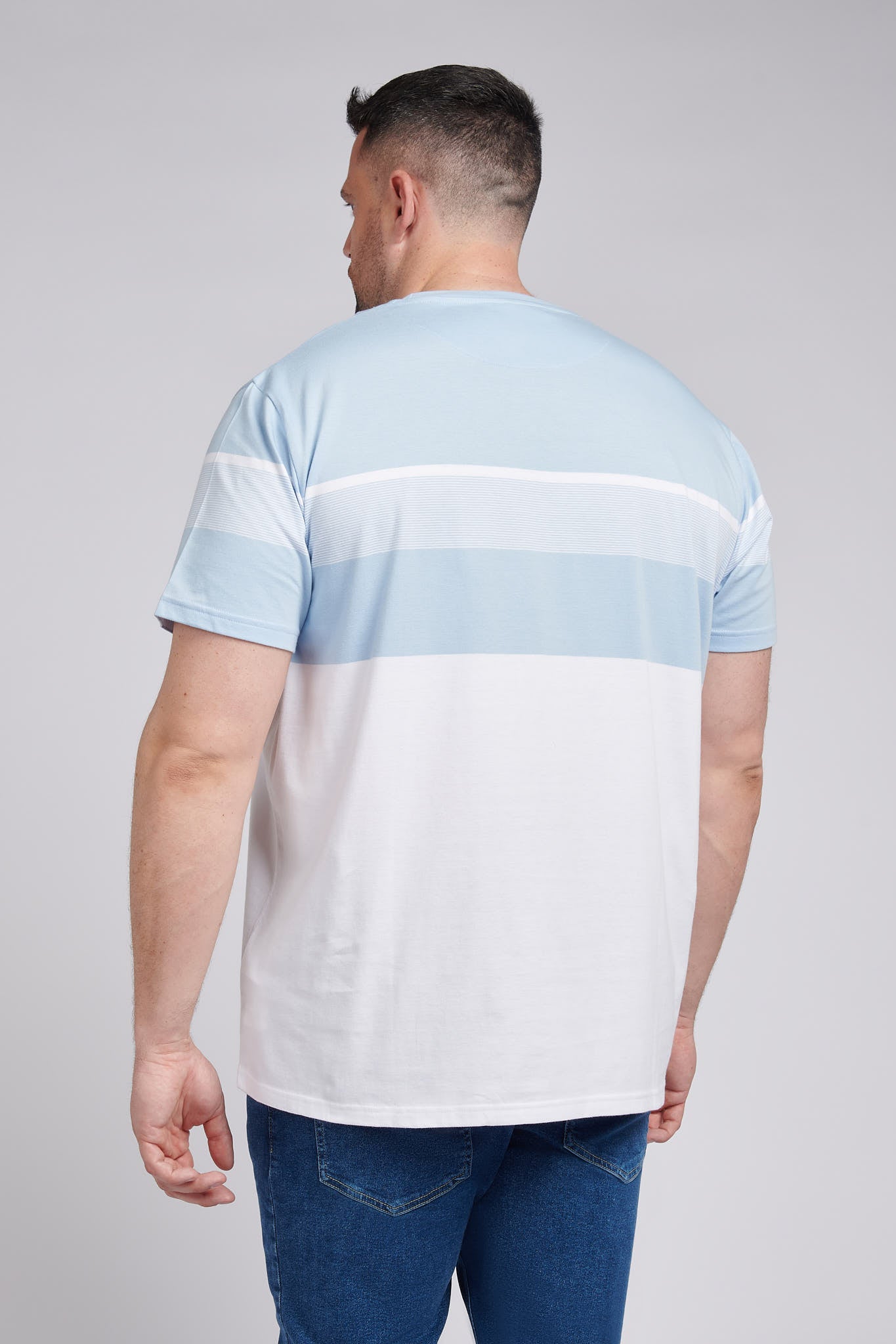 Mens Big & Tall Block Stripe T-Shirt in Cashmere Blue