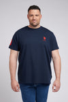 Mens Big & Tall Player 3 T-Shirt in Dark Sapphire Navy / Haute Red DHM