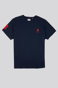 Mens Big & Tall Player 3 T-Shirt in Dark Sapphire Navy / Haute Red DHM