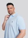 Mens Big & Tall Pique Polo Shirt in Chambray Blue