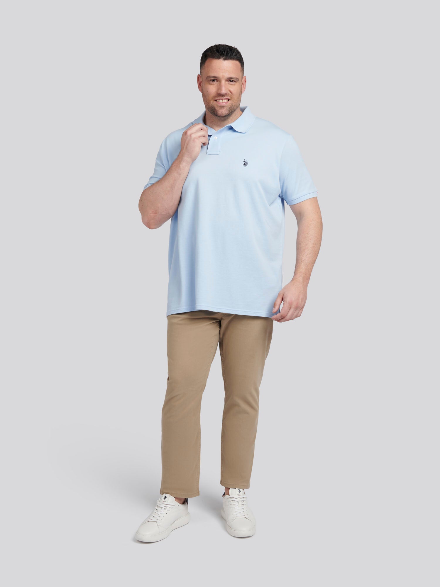 Mens Big & Tall Pique Polo Shirt in Chambray Blue