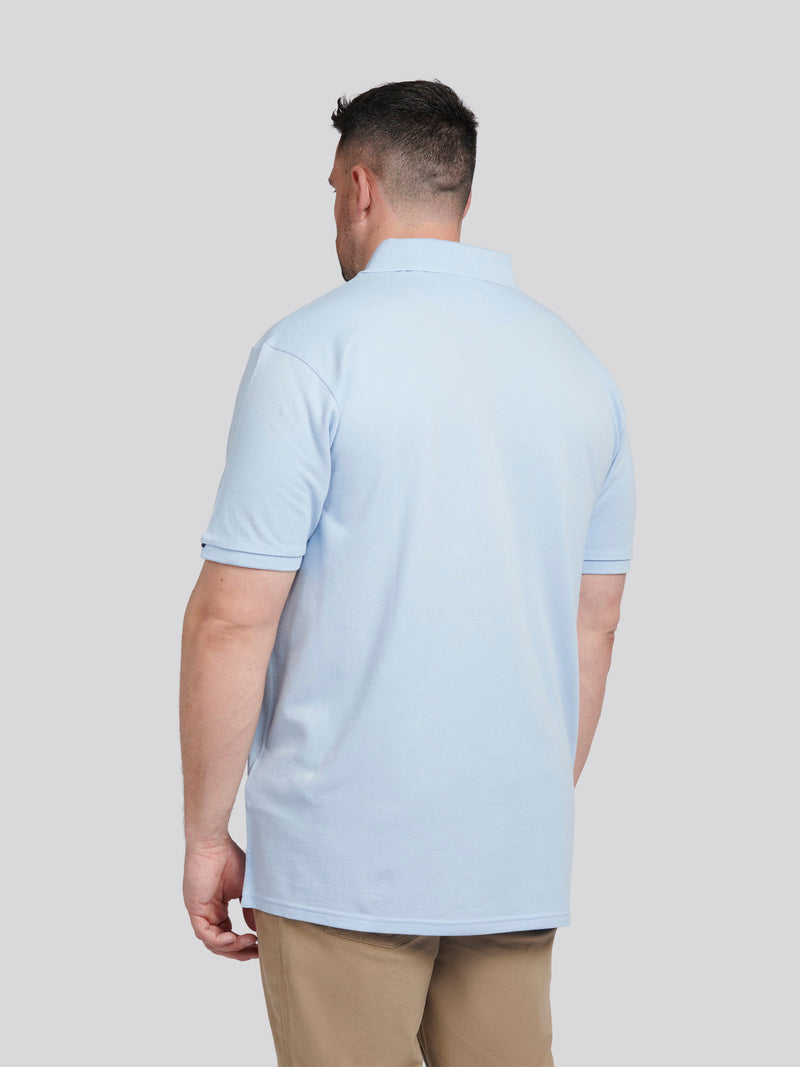 Mens Big & Tall Pique Polo Shirt in Chambray Blue