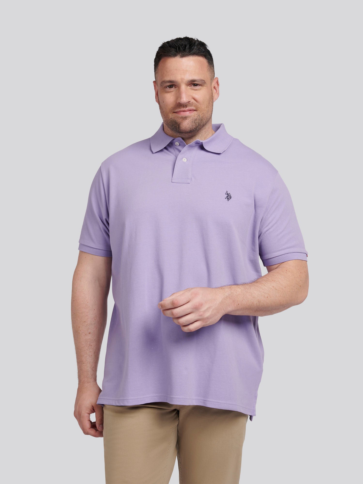 Mens Big & Tall Pique Polo Shirt in Chalk Violet