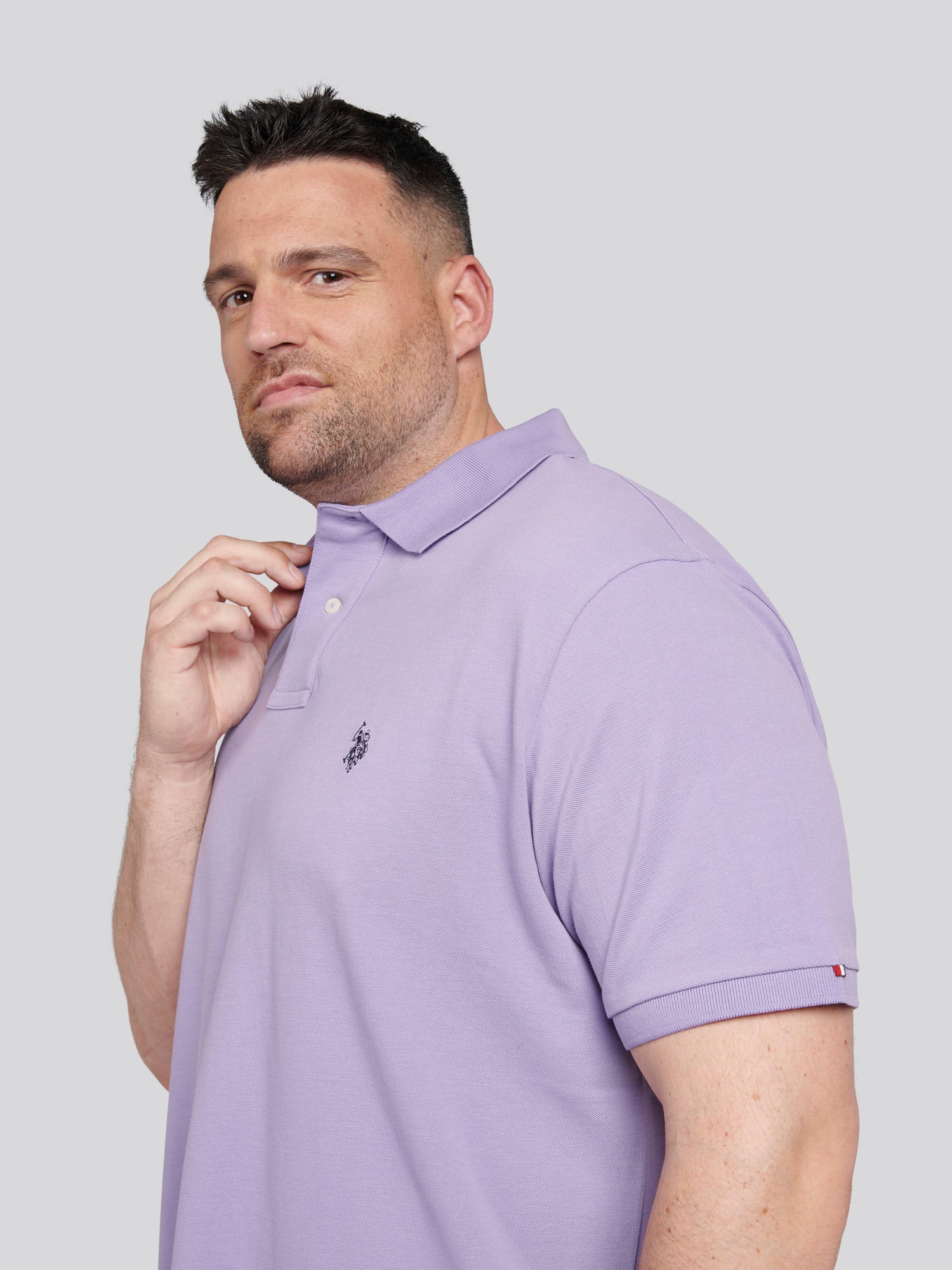 Mens Big & Tall Pique Polo Shirt in Chalk Violet