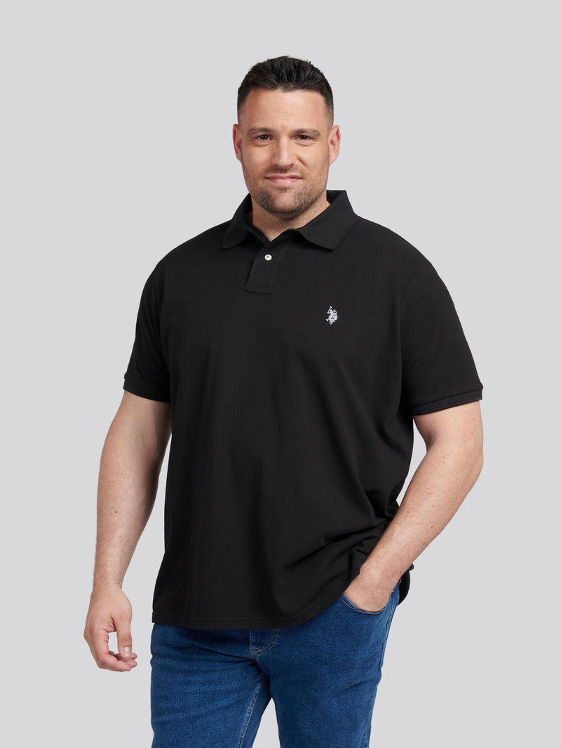 Mens Big & Tall Pique Polo Shirt in Black Bright White DHM