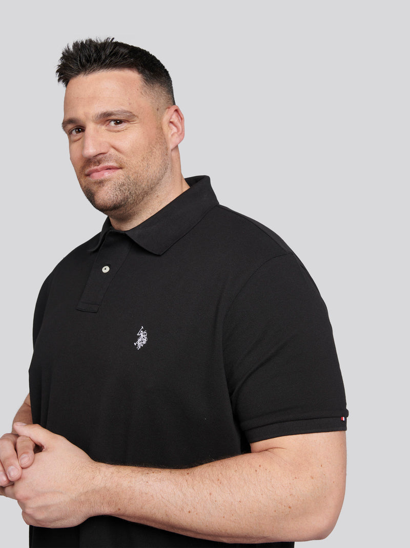 Mens Big & Tall Pique Polo Shirt in Black Bright White DHM