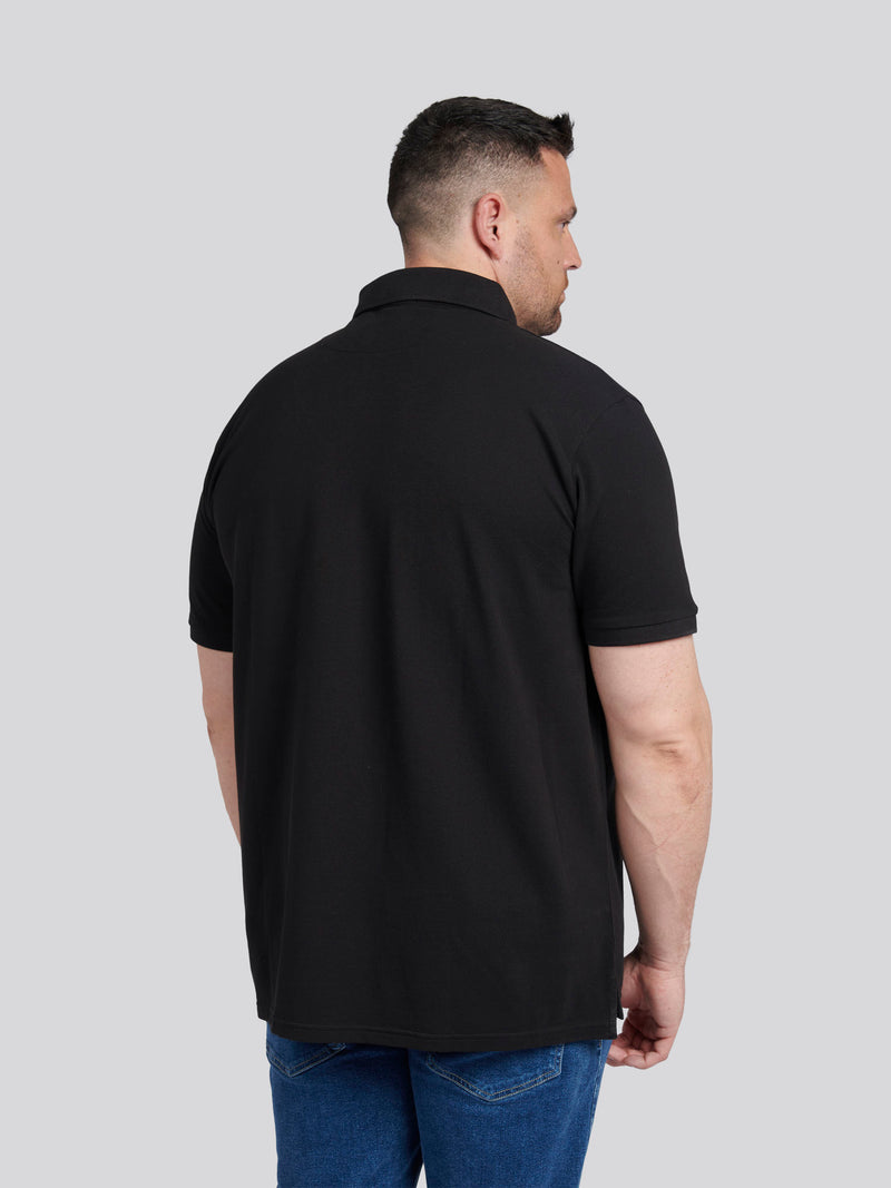 Mens Big & Tall Pique Polo Shirt in Black Bright White DHM