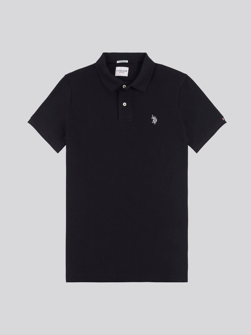 Mens Big & Tall Pique Polo Shirt in Black Bright White DHM