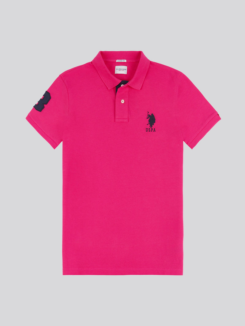 Mens Big & Tall Player 3 Pique Polo Shirt in Raspberry Sorbet