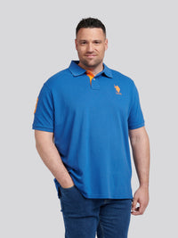 Mens Big & Tall Player 3 Pique Polo Shirt in Deja Vu Blue