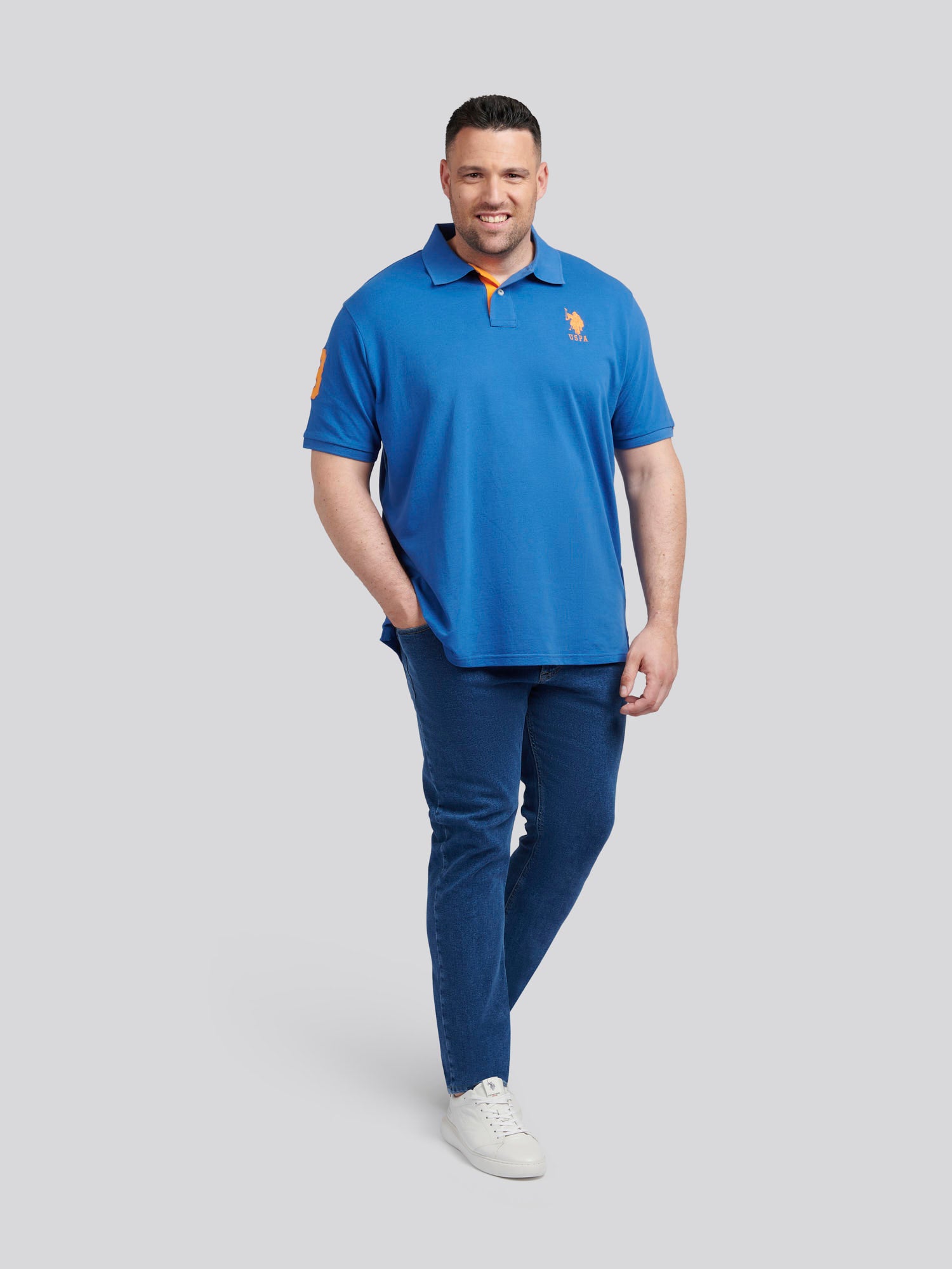 Mens Big & Tall Player 3 Pique Polo Shirt in Deja Vu Blue