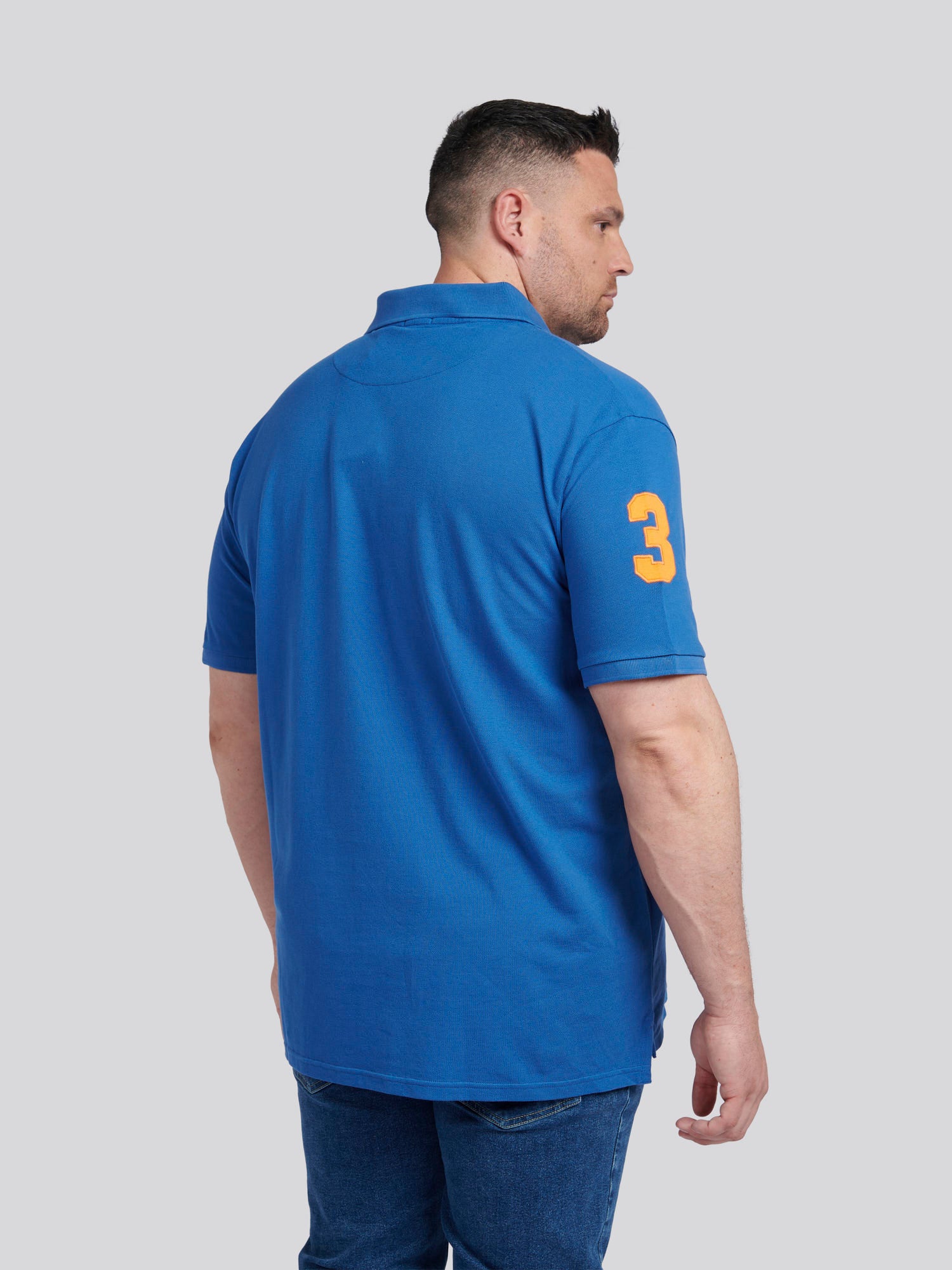 Mens Big & Tall Player 3 Pique Polo Shirt in Deja Vu Blue