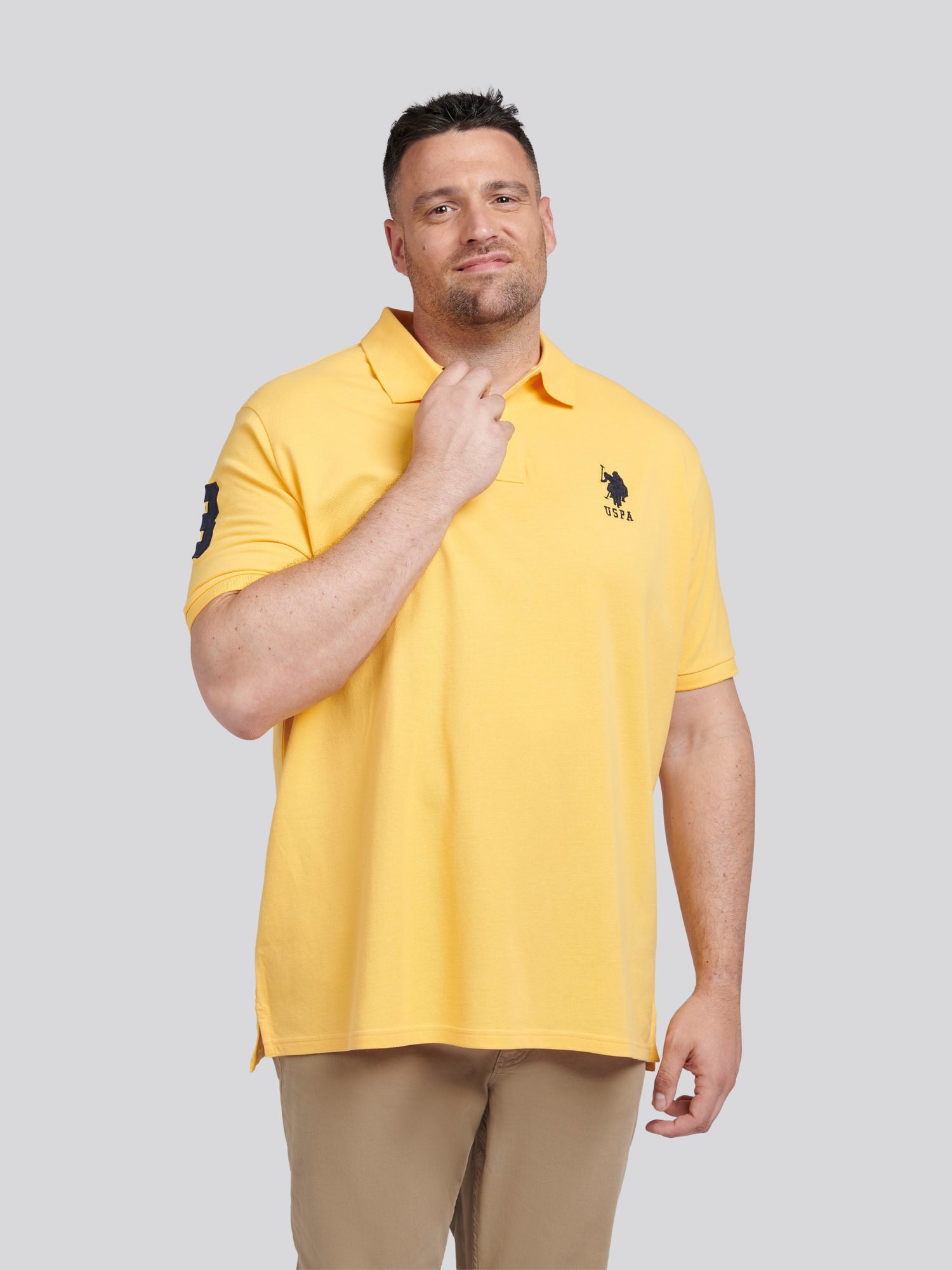 Mens Big & Tall Player 3 Pique Polo Shirt in Sunset Gold