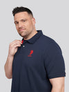 Mens Big & Tall Player 3 Pique Polo Shirt in Dark Sapphire Navy / Haute Red DHM