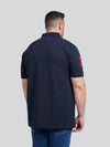 Mens Big & Tall Player 3 Pique Polo Shirt in Dark Sapphire Navy / Haute Red DHM