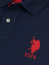 Mens Big & Tall Player 3 Pique Polo Shirt in Dark Sapphire Navy / Haute Red DHM