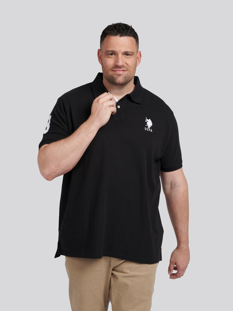 Mens Big & Tall Player 3 Pique Polo Shirt in Black Bright White DHM