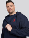 Mens Big & Tall Player 3 Zip Hoodie in Dark Sapphire Navy / Haute Red DHM