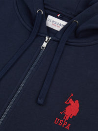 Mens Big & Tall Player 3 Zip Hoodie in Dark Sapphire Navy / Haute Red DHM