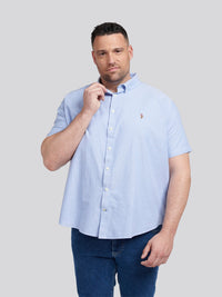 Mens Big & Tall Short Sleeve Oxford Shirt in Blue Yonder