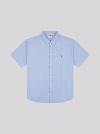 Mens Big & Tall Short Sleeve Oxford Shirt in Blue Yonder