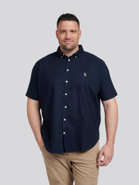 Mens Big & Tall Short Sleeve Oxford Shirt in Dark Sapphire Navy