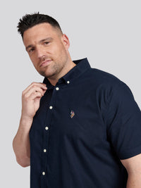 Mens Big & Tall Short Sleeve Oxford Shirt in Dark Sapphire Navy