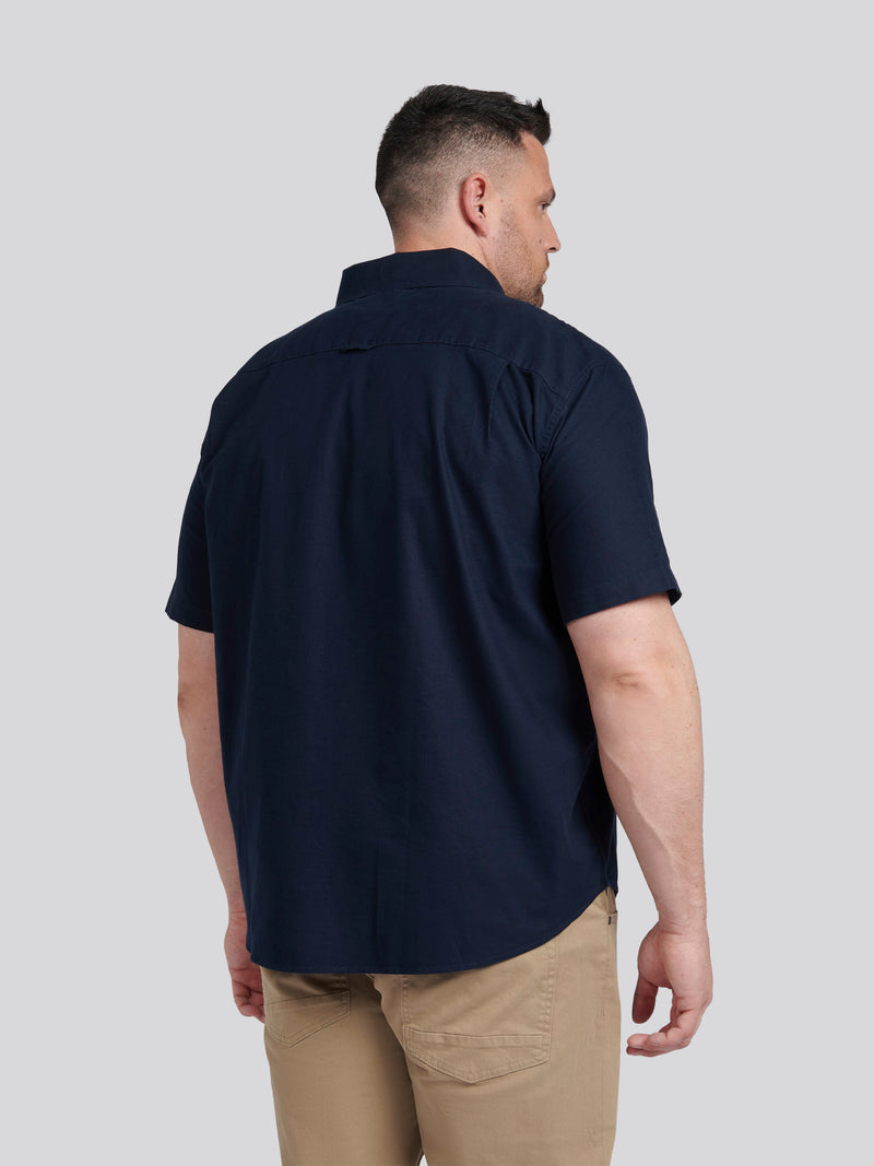 Mens Big & Tall Short Sleeve Oxford Shirt in Dark Sapphire Navy