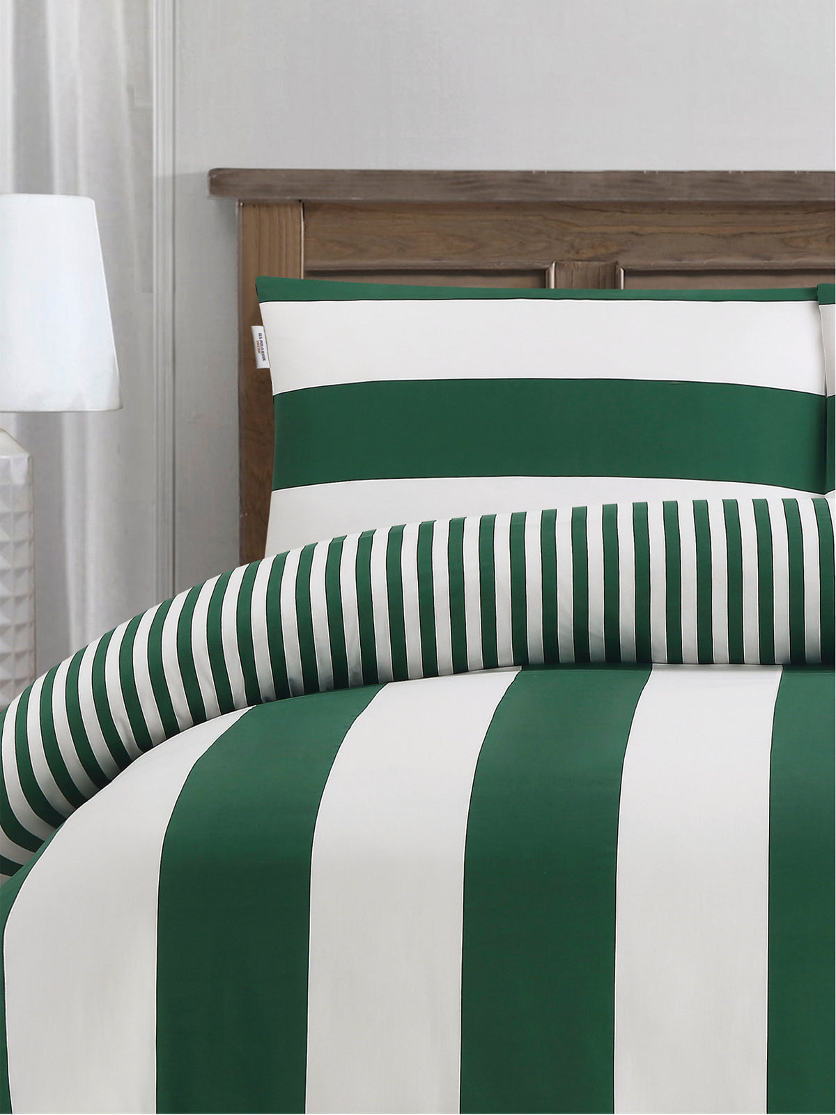 U.S. Polo Assn. Pure Cotton Block Stripe Duvet Set Green Jacket