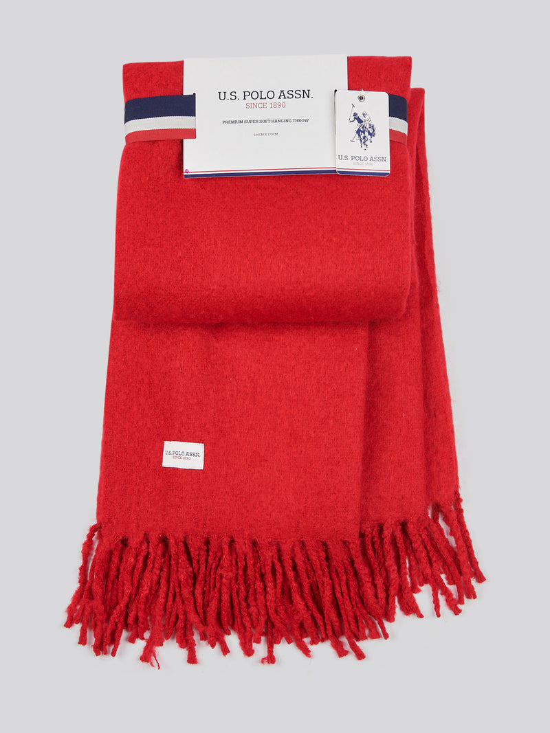 U.S. Polo Assn. Premium Super Soft Hanging Throw Haute Red