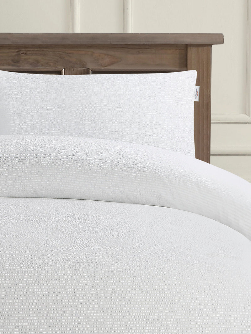 U.S. Polo Assn. Pure Cotton Classic Seersucker Duvet Set Bright White