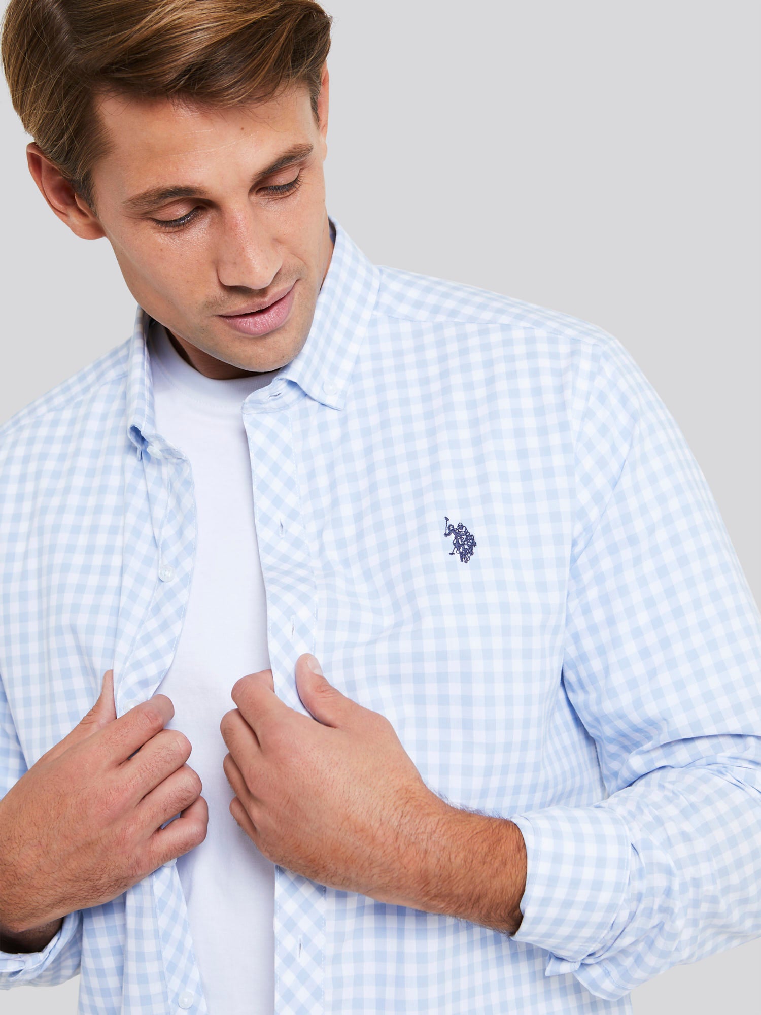 Mens Gingham Shirt in Omphalodes