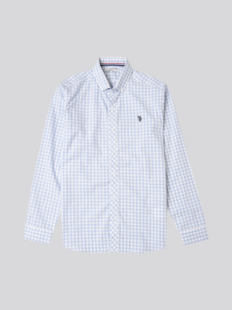 Mens Gingham Shirt in Omphalodes