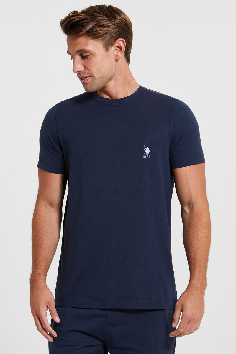 Mens 2 Pack Short Sleeve Lounge T-Shirts in Navy Blue