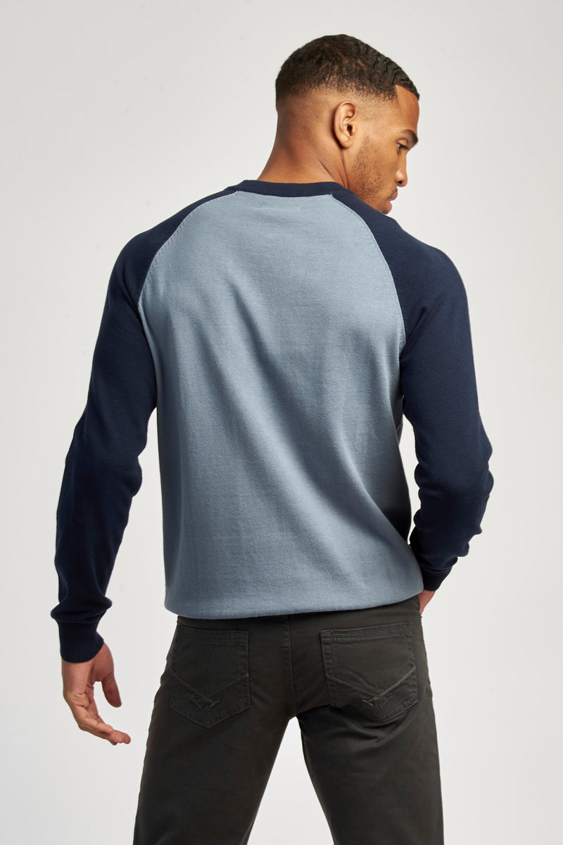 U.S Polo Assn. Mens Raglan Knit Crew China Blue