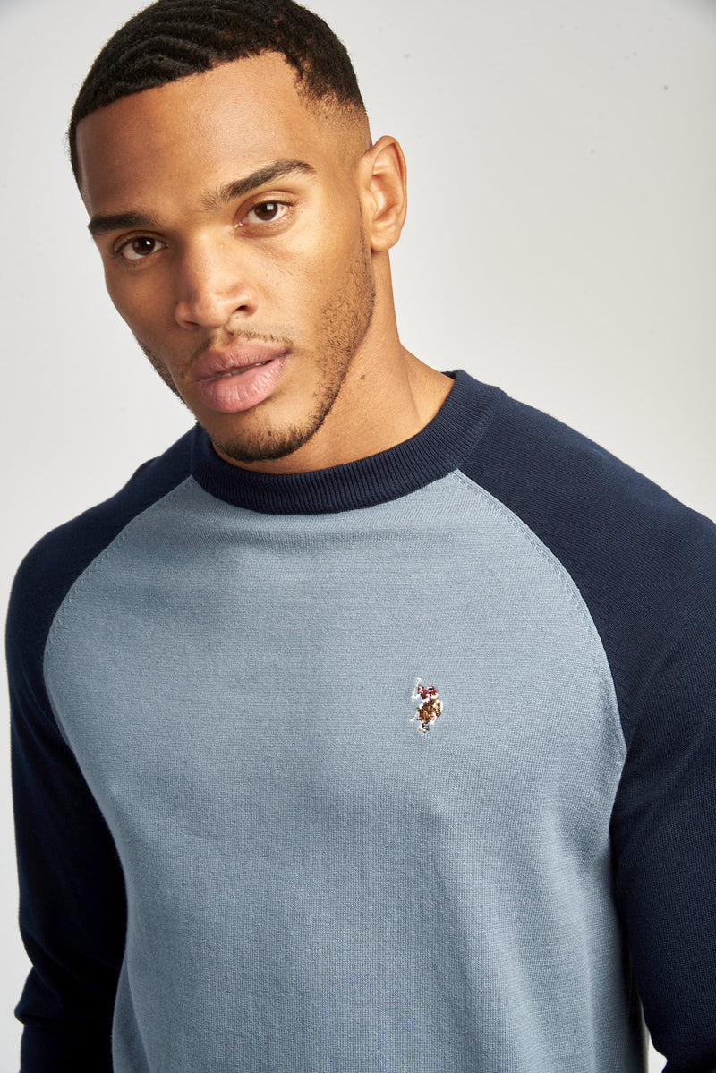 U.S Polo Assn. Mens Raglan Knit Crew China Blue