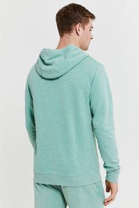 Mens Acid Wash Hoodie in Green Ash