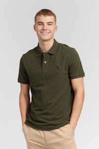 Mens Pique Polo Shirt in Forest Night