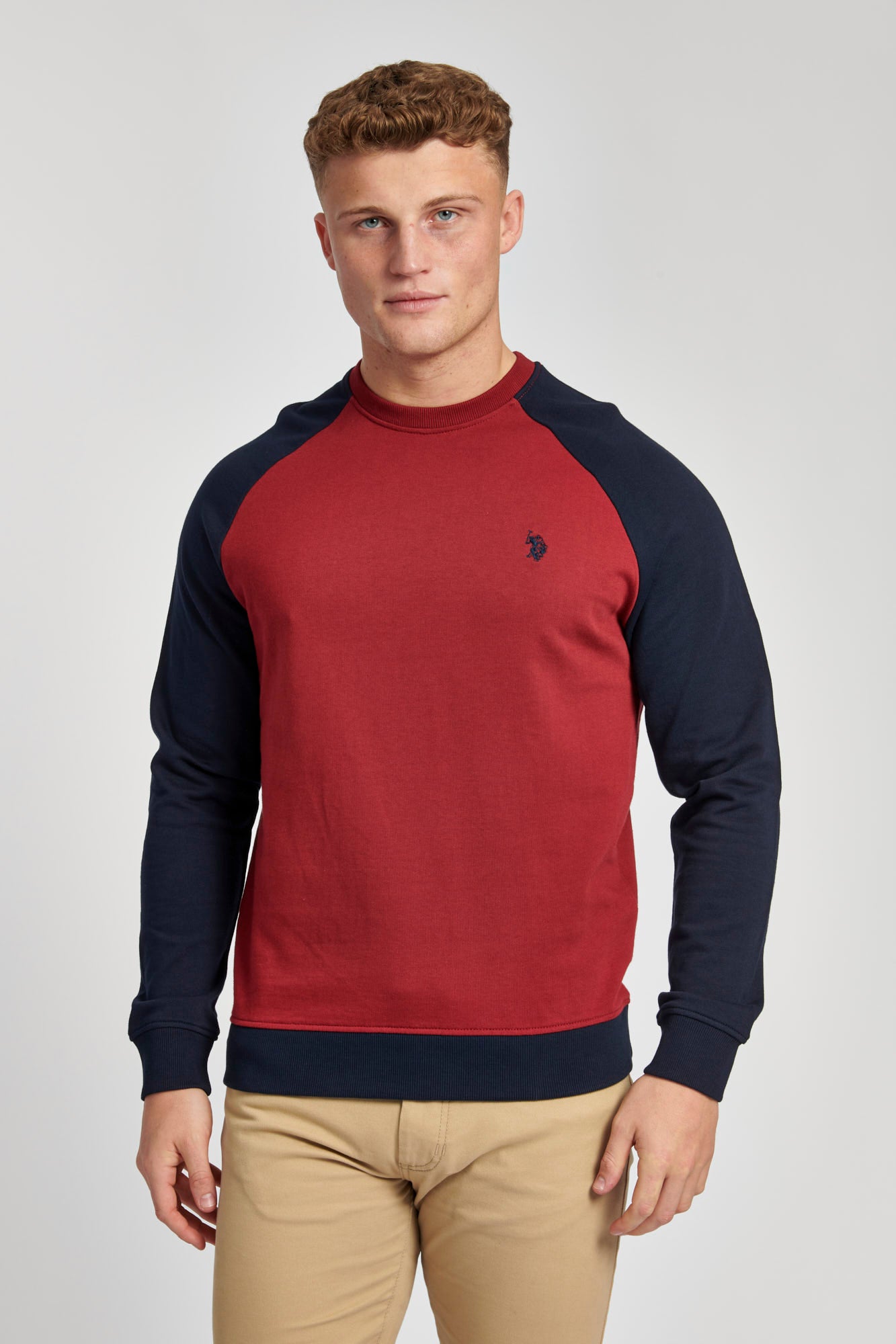 Mens Colour Block Sweatshirt in Biking Red