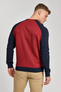 Mens Colour Block Sweatshirt in Biking Red