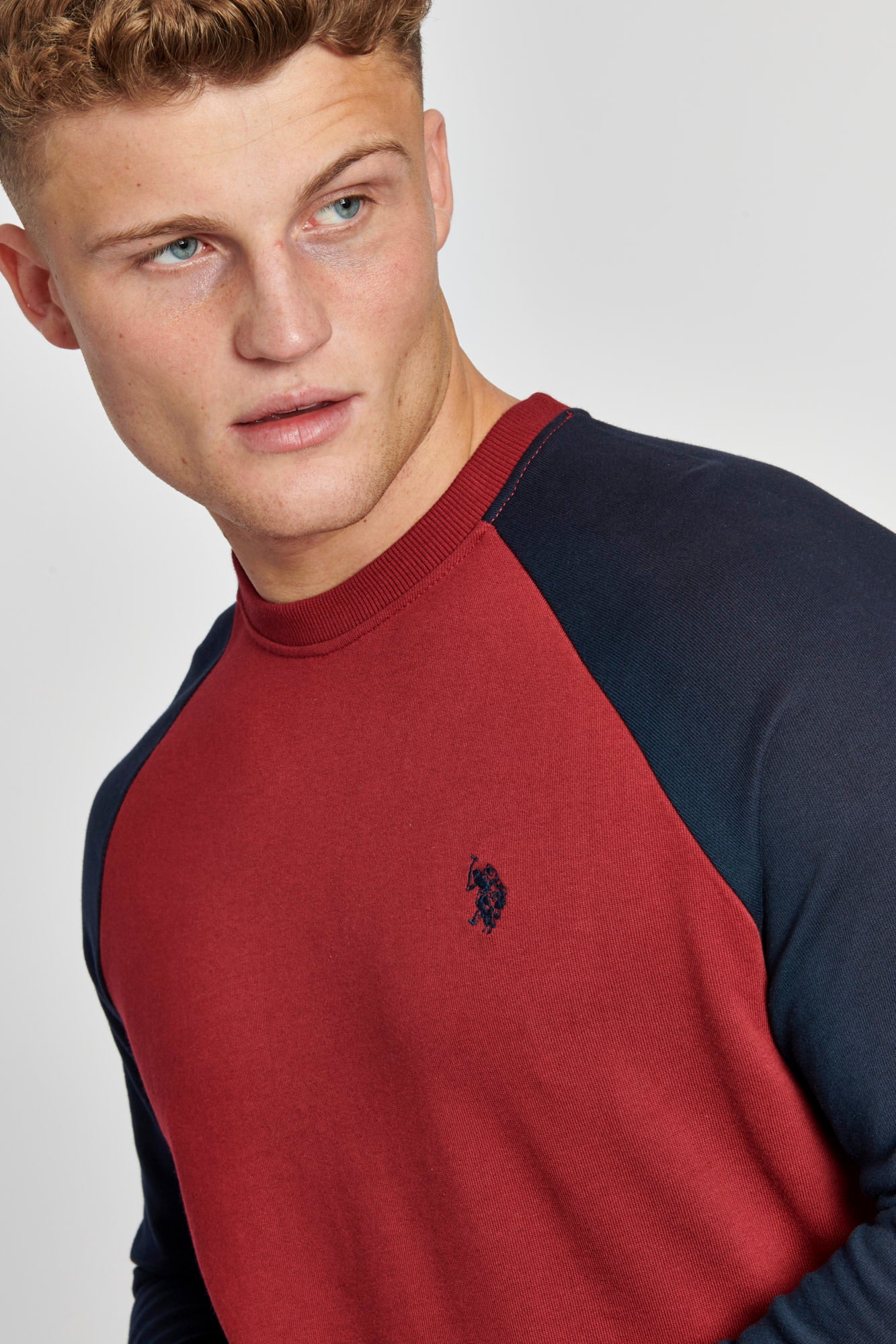 Mens Colour Block Sweatshirt in Biking Red