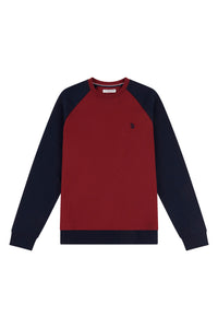 Mens Colour Block Sweatshirt in Biking Red