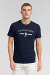 Mens Stripe Rider Graphic T-Shirt in Navy Blue